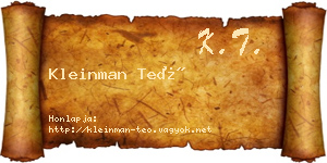 Kleinman Teó névjegykártya